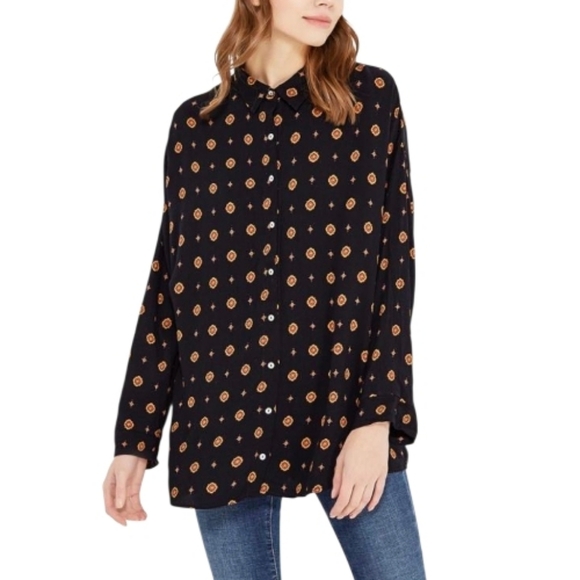 Free People Tops - Free People Intimately Button Up Womens shirt Medallion Print Flowy Sz S Petite